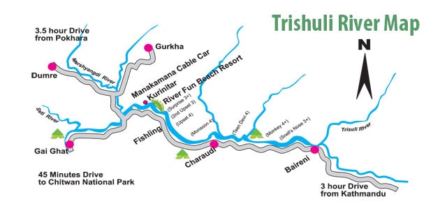 Trishuli River Rafting Nepal River Map